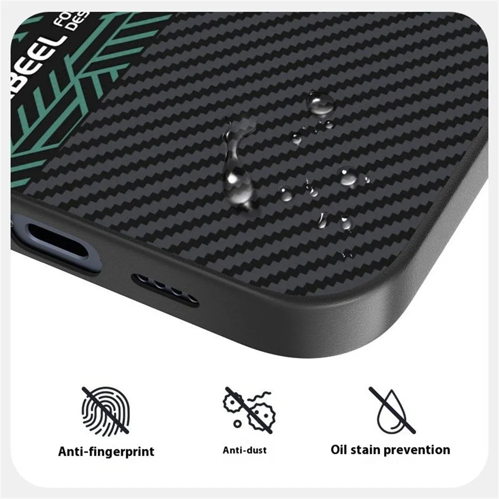 ABEEL For iPhone 15 Pro Case PC + TPU + Aluminum Alloy + PU Leather Slim Phone Back Cover Compatible with MagSafe - Texture 2 - 5