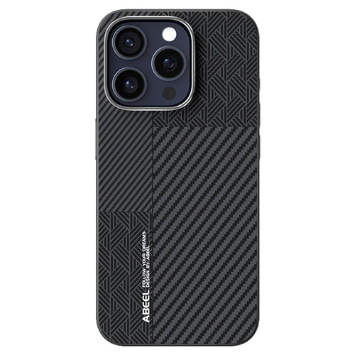 ABEEL For iPhone 15 Pro Max Case PC + TPU + Aluminum Alloy + PU Leather Slim Phone Back Cover Compatible with MagSafe - Texture 3 - 1