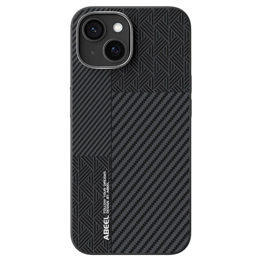 ABEEL For iPhone 14 Case PC + TPU + Aluminum Alloy + PU Leather Slim Phone Back Cover Compatible with MagSafe - Texture 3 - 1