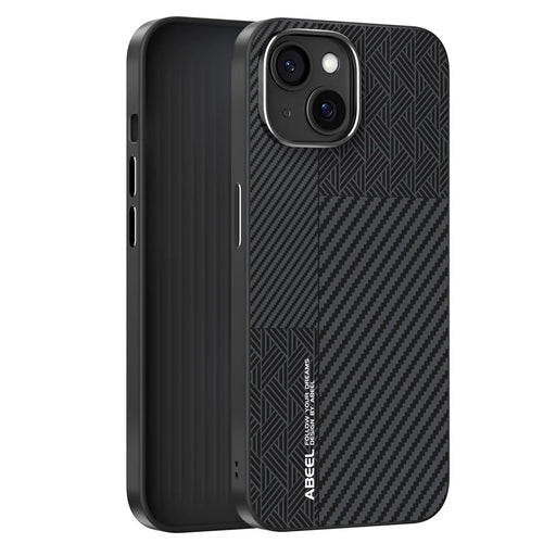 ABEEL For iPhone 14 Case PC + TPU + Aluminum Alloy + PU Leather Slim Phone Back Cover Compatible with MagSafe - Texture 3 - 2