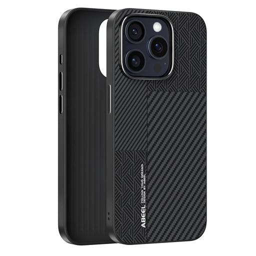 ABEEL For iPhone 14 Pro Max Case PC + TPU + Aluminum Alloy + PU Leather Slim Phone Back Cover Compatible with MagSafe - Texture 3 - 2