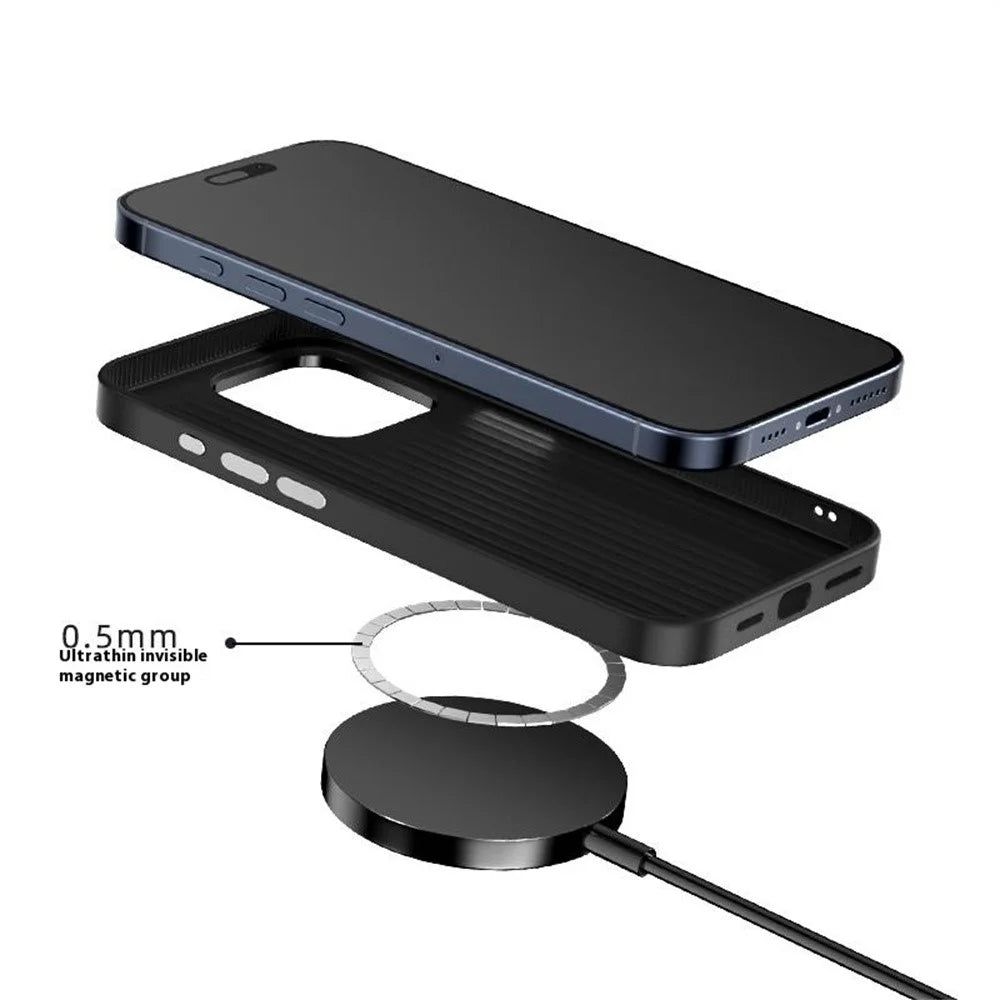 ABEEL For iPhone 14 Pro Max Case PC + TPU + Aluminum Alloy + PU Leather Slim Phone Back Cover Compatible with MagSafe - Texture 3 - 3