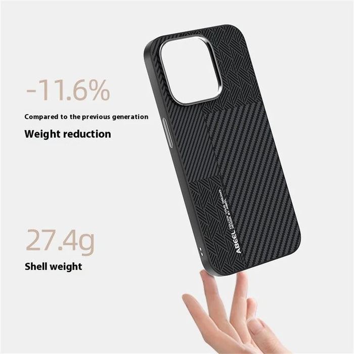 ABEEL For iPhone 14 Pro Max Case PC + TPU + Aluminum Alloy + PU Leather Slim Phone Back Cover Compatible with MagSafe - Texture 3 - 4