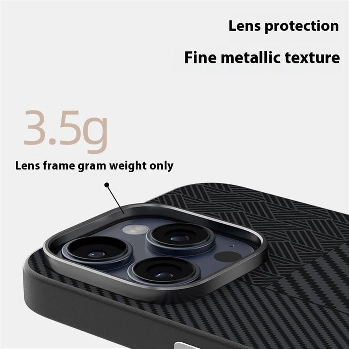 ABEEL For iPhone 14 Pro Max Case PC + TPU + Aluminum Alloy + PU Leather Slim Phone Back Cover Compatible with MagSafe - Texture 3 - 7