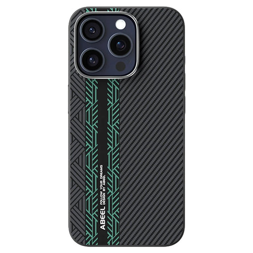ABEEL For iPhone 13 Pro Case PC + TPU + Aluminum Alloy + PU Leather Slim Phone Back Cover Compatible with MagSafe - Texture 2 - 1