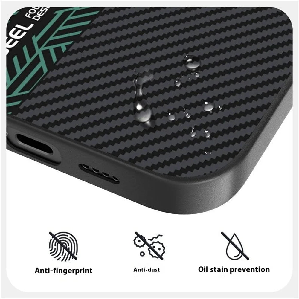 ABEEL For iPhone 13 Case PC + TPU + Aluminum Alloy + PU Leather Slim Phone Back Cover Compatible with MagSafe - Texture 2 - 5
