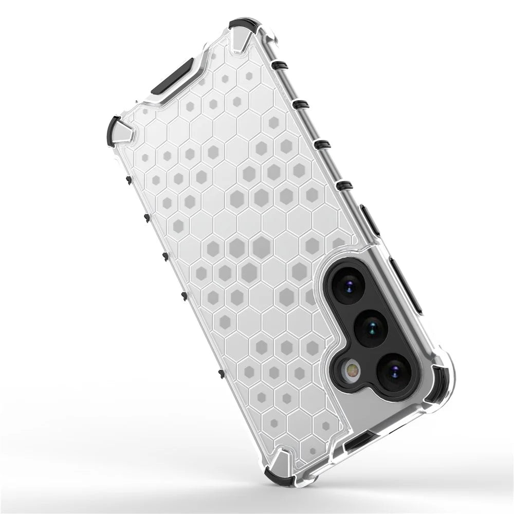 For Samsung Galaxy S25 Case PC+TPU Phone Cover Honeycomb Shape - Grey - 3