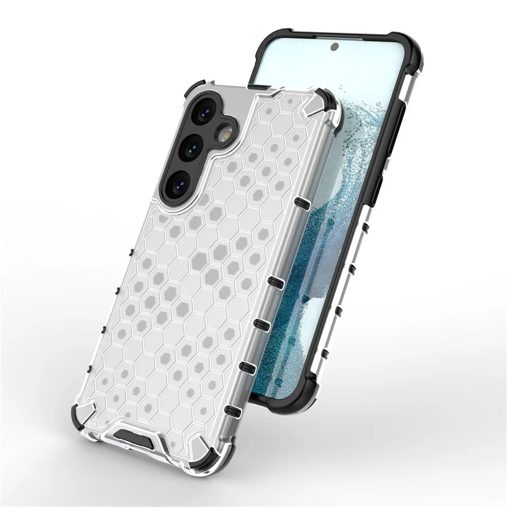 For Samsung Galaxy S25 Case PC+TPU Phone Cover Honeycomb Shape - Grey - 4
