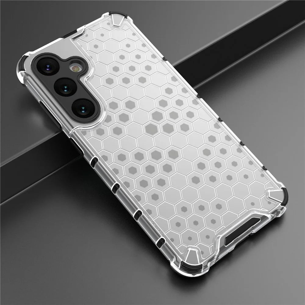For Samsung Galaxy S25 Case PC+TPU Phone Cover Honeycomb Shape - Grey - 7