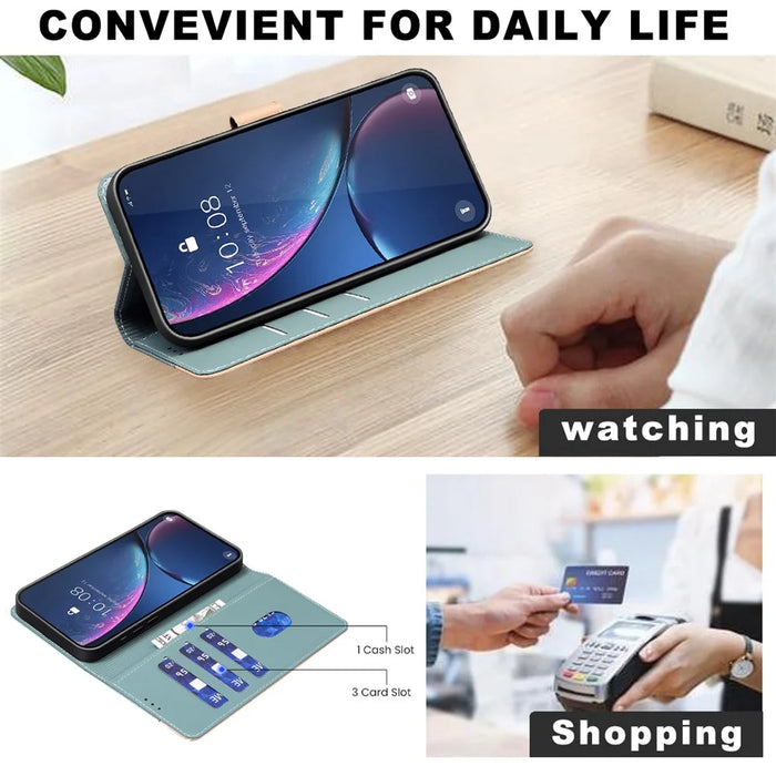 BINFEN COLOR BF33 for Samsung Galaxy A36 5G Leather Case Splicing Color RFID Blocking - Green - 4