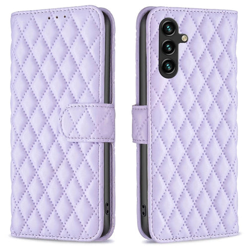 BINFEN COLOR BF Style-14 For Samsung Galaxy A36 5G Case Rhombus Phone Leather Cover Stand - Purple - 1