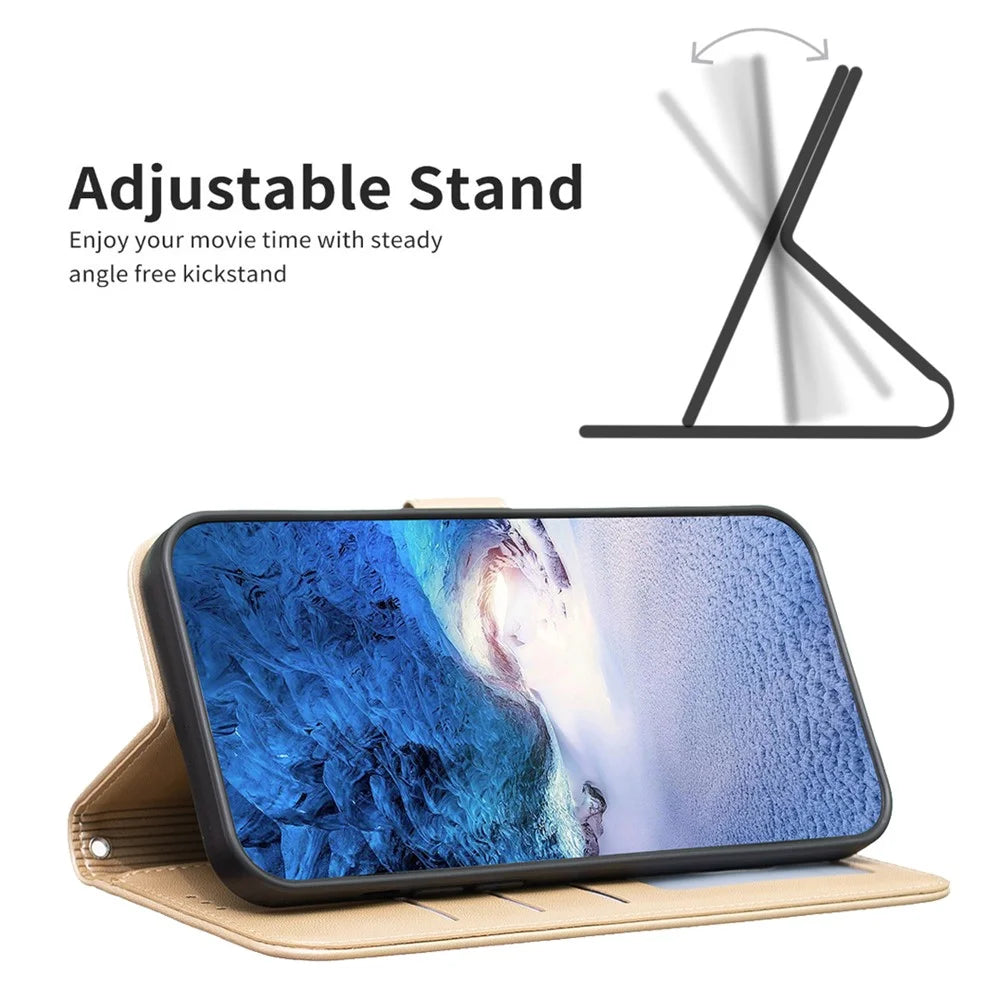 For Samsung Galaxy A36 5G Case Clover Pattern Wallet Stand View Leather Phone Cover - Gold - 2