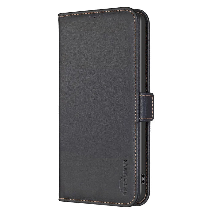 BINFEN COLOR BF31 For Samsung Galaxy A36 5G Case PU Leather Flip Folio Phone Wallet Cover - Black - 7