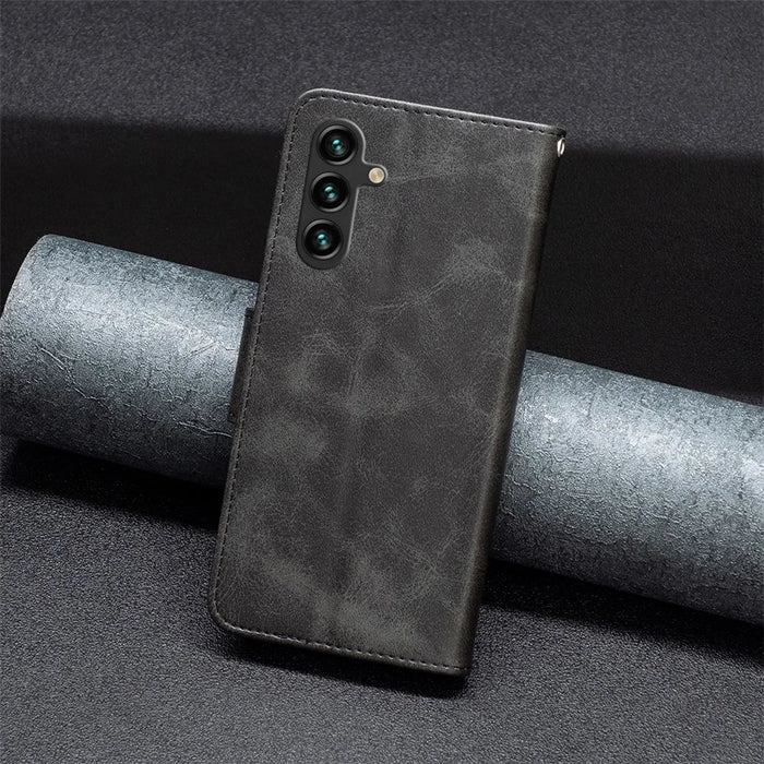 For Samsung Galaxy A36 5G Case Shockproof PU Leather Cover with Wallet Card Slots - Black - 6