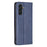 For Samsung Galaxy A36 5G Case Card Slots Geometry Imprint Leather Phone Cover - Blue - 6