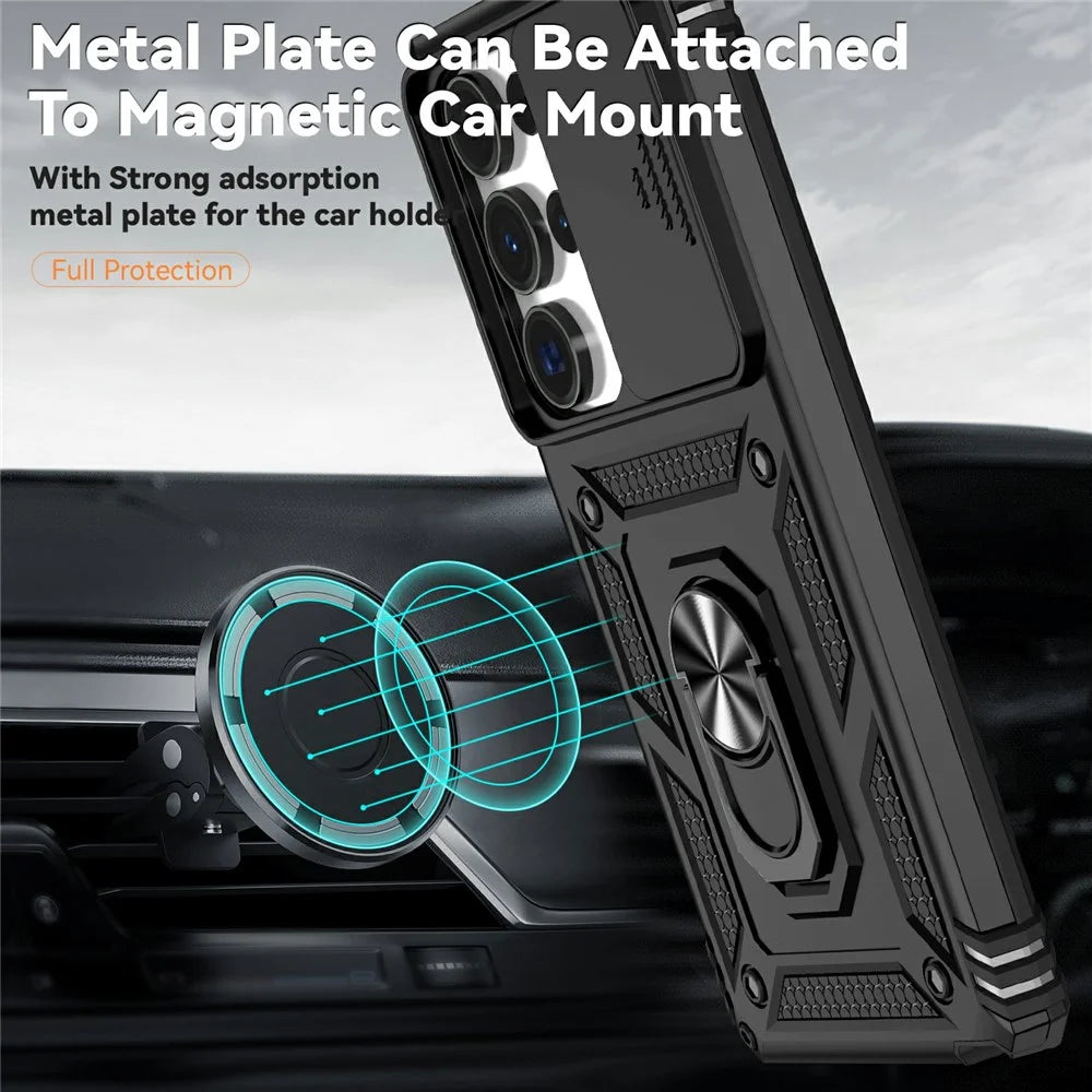 For Samsung Galaxy S25 Ultra Case PC + TPU Phone Cover Lens Ultimate Protection Kickstand - Black - 4