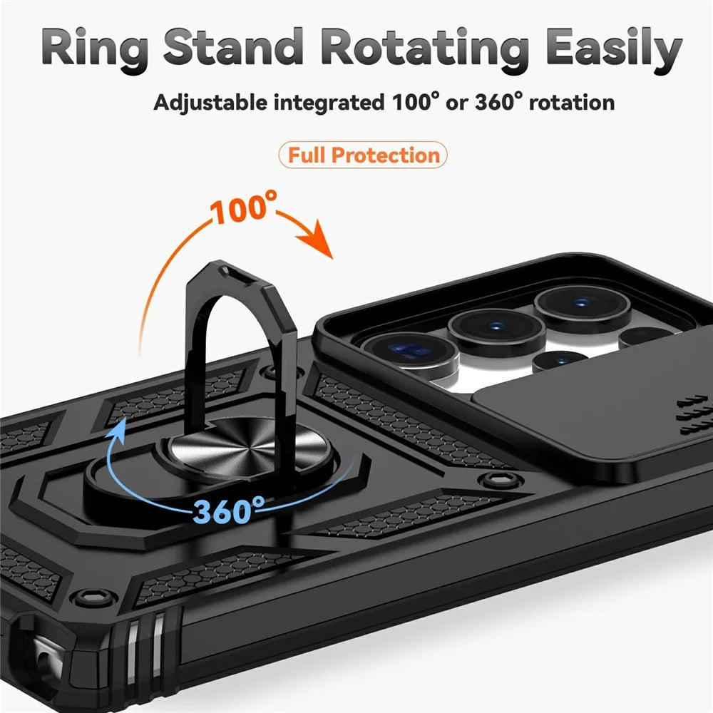 For Samsung Galaxy S25 Ultra Case PC + TPU Phone Cover Lens Ultimate Protection Kickstand - Black - 7