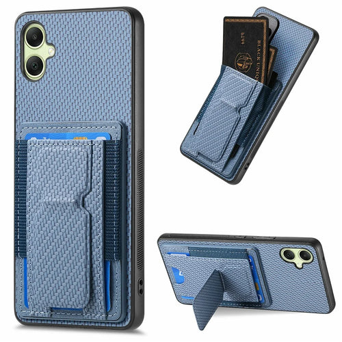 For Samsung Galaxy A06 4G Case Kickstand Card Holder Leather Back Cover - Blue - 1