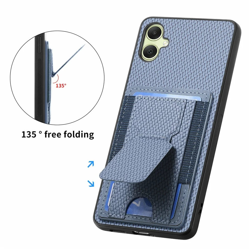 For Samsung Galaxy A06 4G Case Kickstand Card Holder Leather Back Cover - Blue - 6