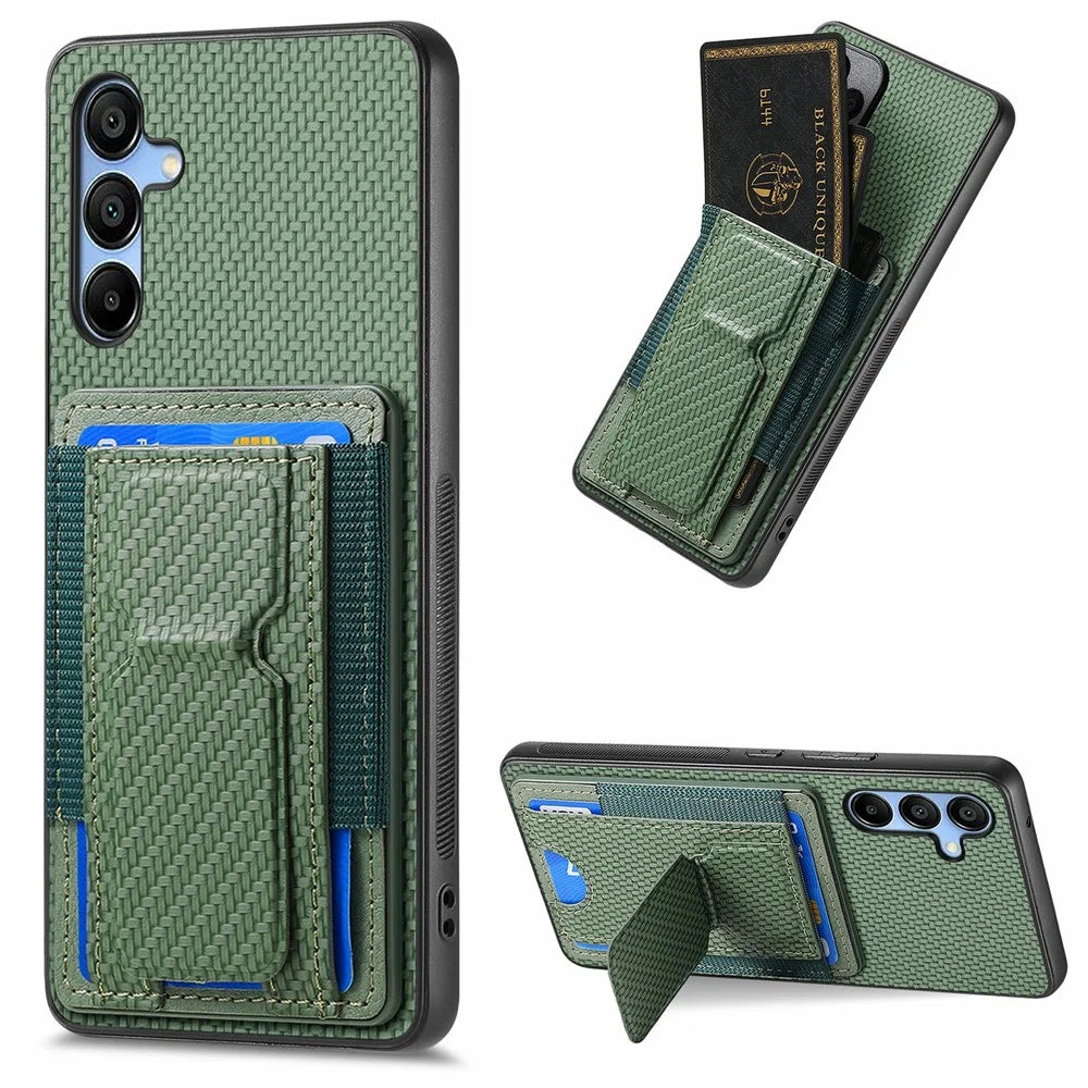 For Samsung Galaxy A16 4G / 5G Case Kickstand Card Holder Leather Back Cover - Green - 1
