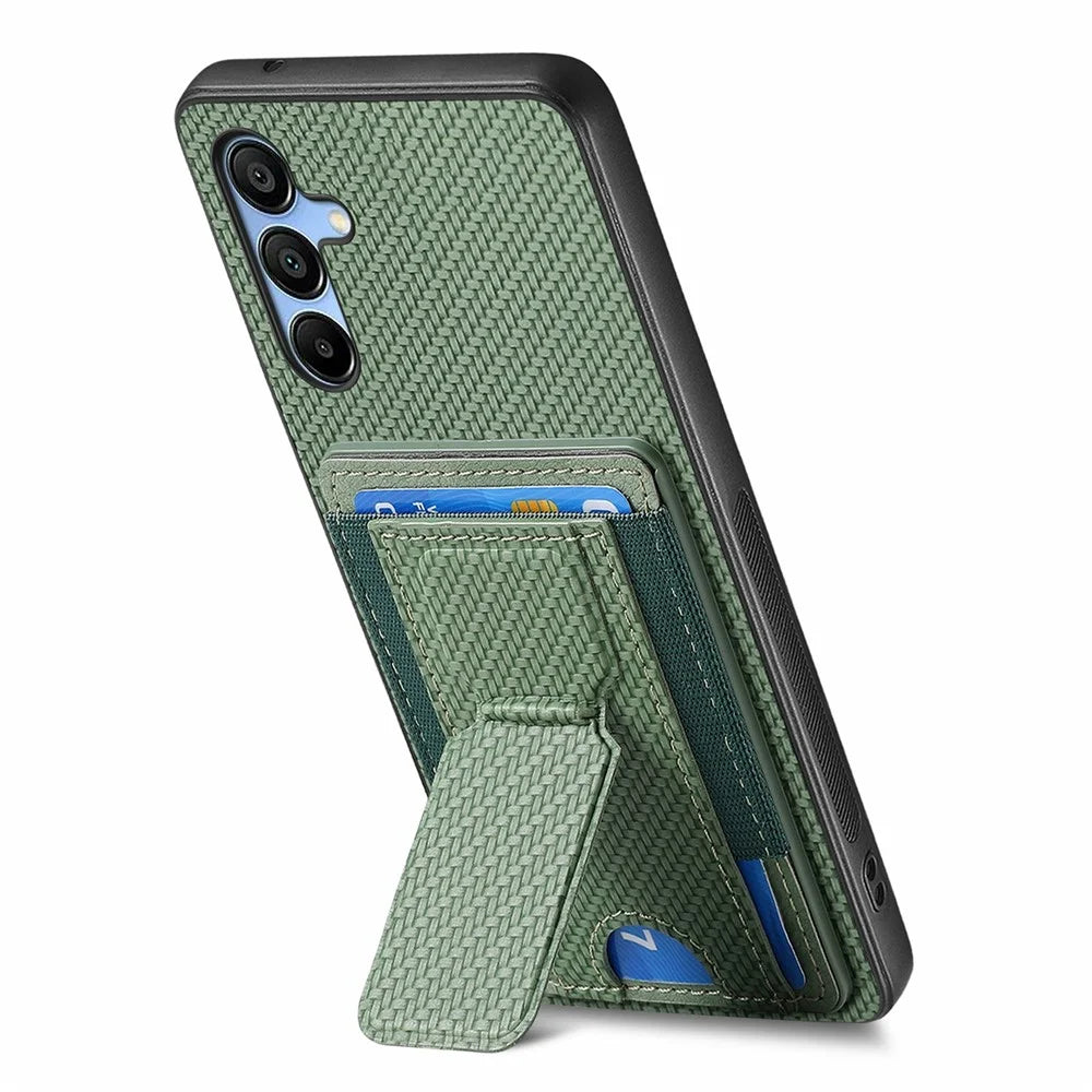 For Samsung Galaxy A16 4G / 5G Case Kickstand Card Holder Leather Back Cover - Green - 3
