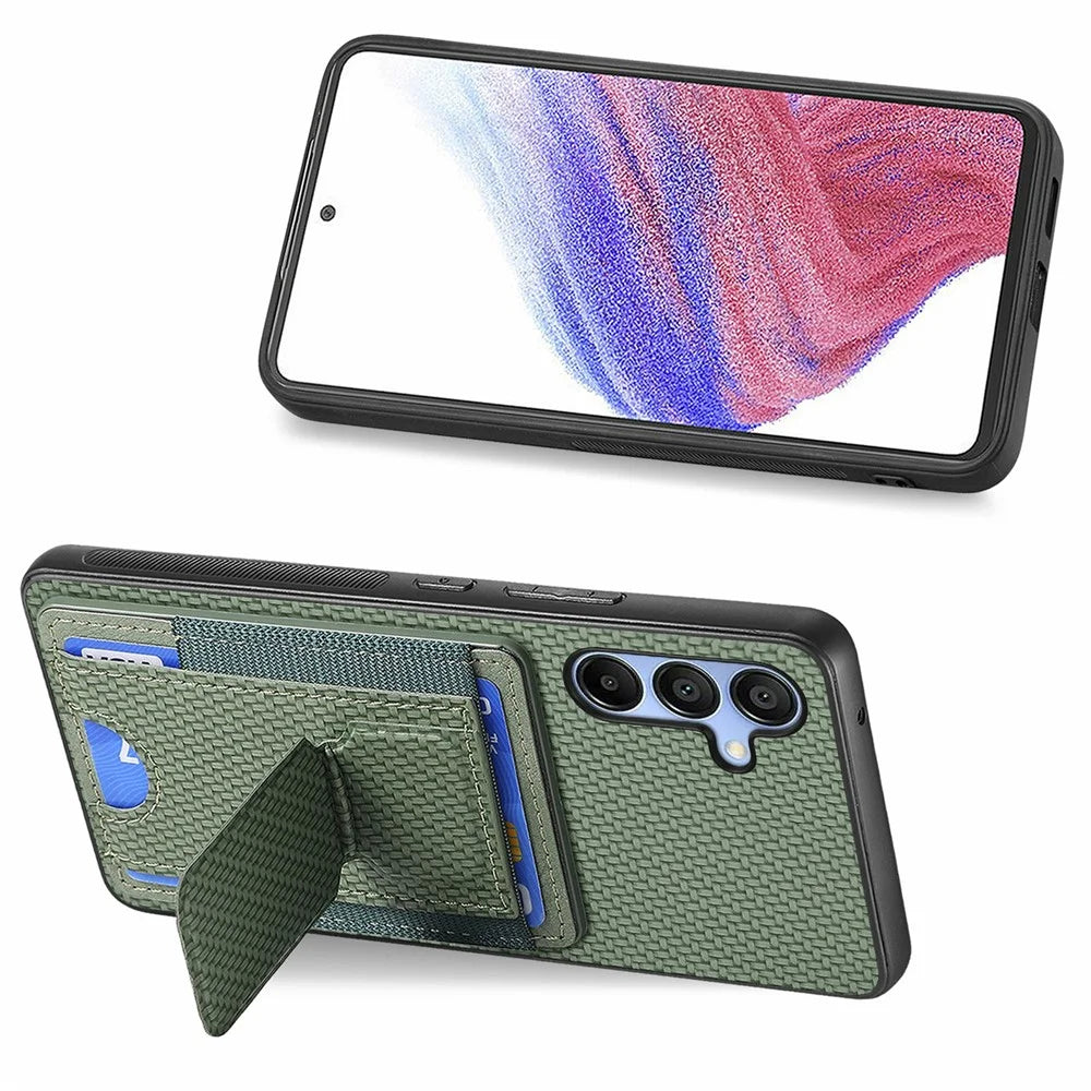 For Samsung Galaxy A16 4G / 5G Case Kickstand Card Holder Leather Back Cover - Green - 4