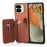 For Google Pixel 9 Pro Fold 5G Case Card Holder Leather Back Cover with Card Knife - Brown - 3