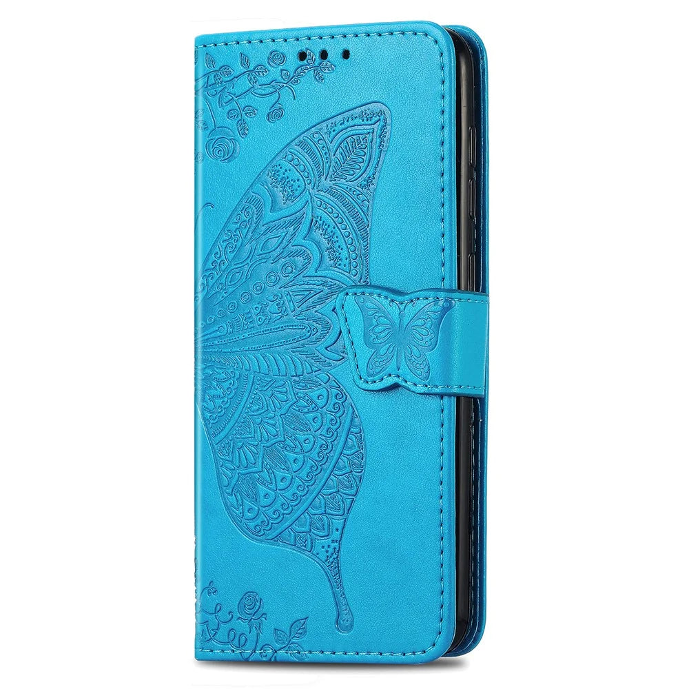 For ZTE Blade V60 Vita Case PU Leather Wallet Phone Cover Butterfly Pattern - Blue - 5