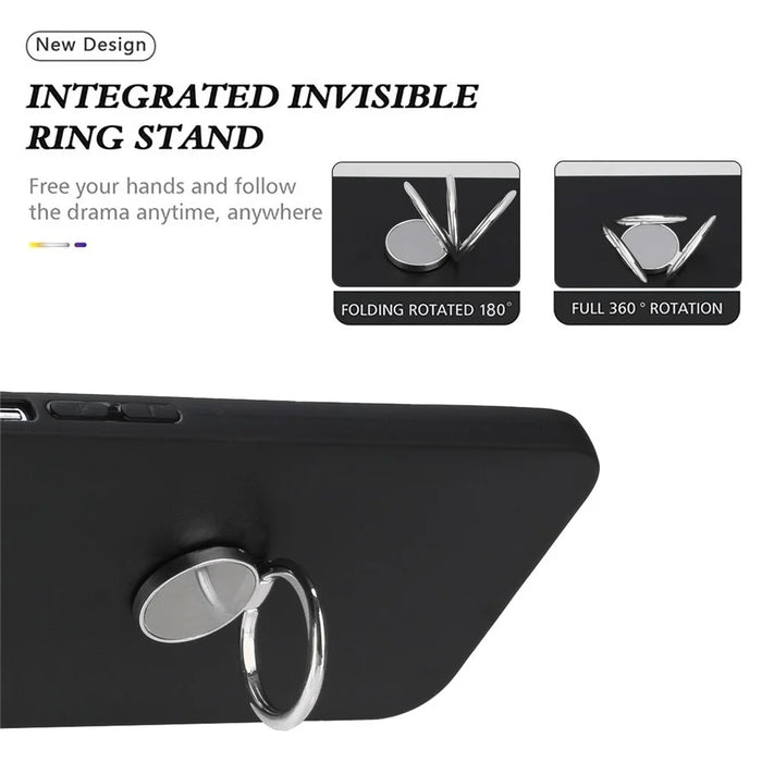 For Samsung Galaxy A37 5G / A36 5G Matte Case Ring Kickstand Soft TPU Phone Cover - Silver - 4