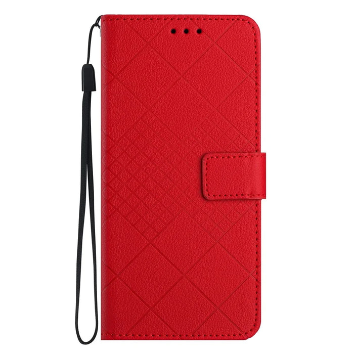 HT06 For Samsung Galaxy S25+ Wallet Phone Case Imprint PU Leather Flip Folio Cover - Red - 7