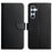 HT02 For Samsung Galaxy S25 Case Genuine Cow Leather Phone Cover Nappa Texture - Black - 1