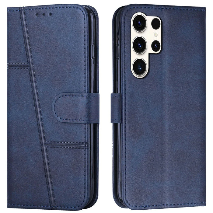 For Samsung Galaxy S25 Ultra Case Stand Flip Protective Leather Phone Cover - Sapphire - 1