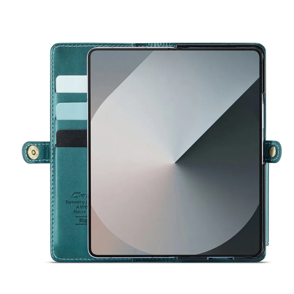 CASEME For Samsung Galaxy Z Fold6 5G Case  C22 Series  Leather+TPU Cover RFID Blocking 7 Card Slots - Green - 5
