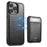 SUTENI H18 For iPhone 15 Pro Max Magnetic Case Carbon Fiber Texture Leather+TPU Cover with Detachable Card Bag - 1
