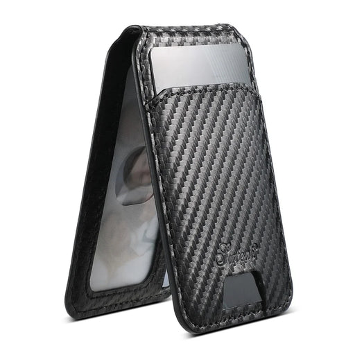 SUTENI H18 For iPhone 15 Pro Max Magnetic Case Carbon Fiber Texture Leather+TPU Cover with Detachable Card Bag - 2
