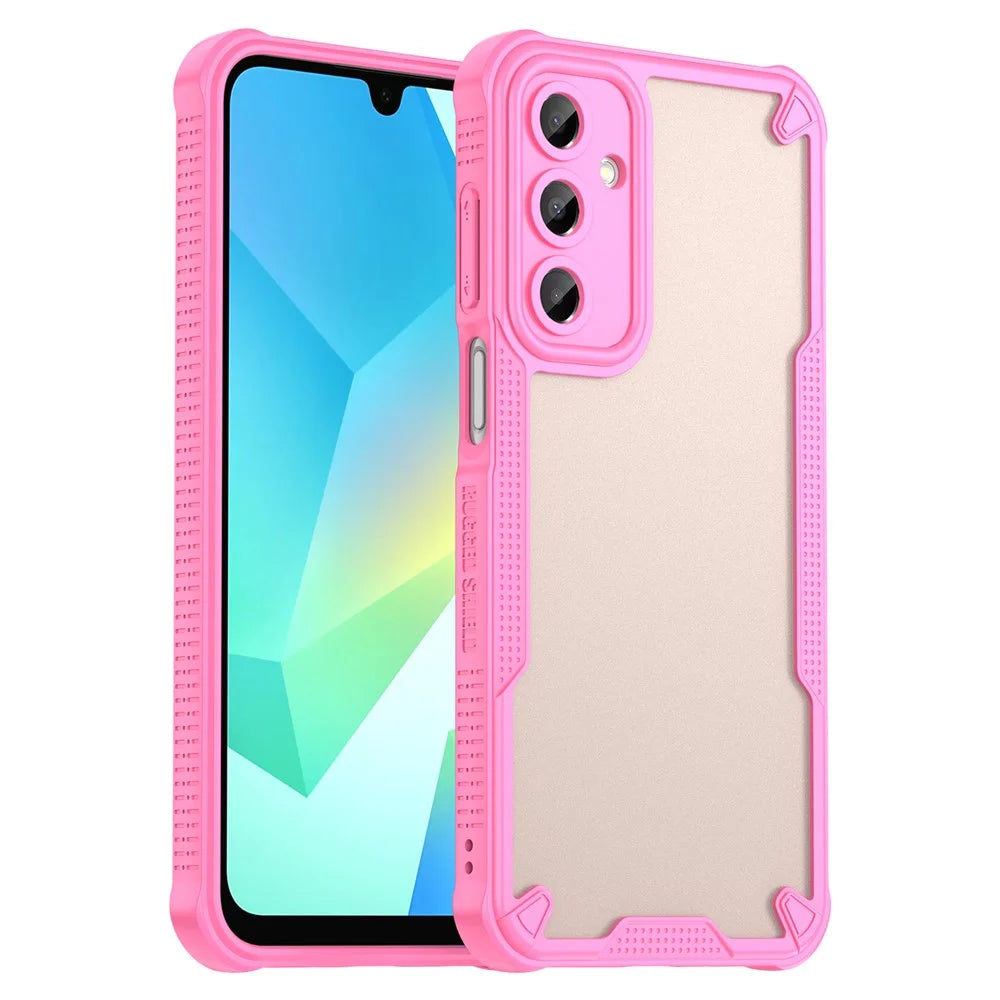 Armor Series For Samsung Galaxy A16 5G / 4G Case PC+TPU Semi-Transparent Frosted Finish Protective Phone Cover - Pink - 1