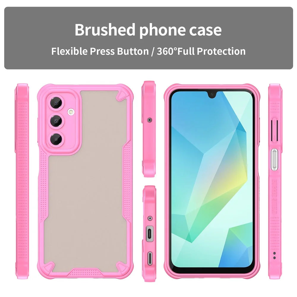 Armor Series For Samsung Galaxy A16 5G / 4G Case PC+TPU Semi-Transparent Frosted Finish Protective Phone Cover - Pink - 3
