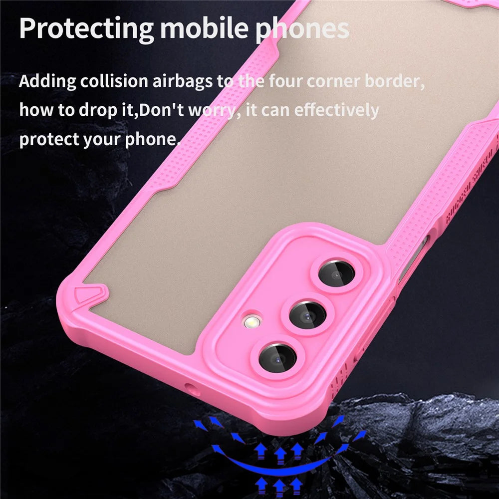 Armor Series For Samsung Galaxy A16 5G / 4G Case PC+TPU Semi-Transparent Frosted Finish Protective Phone Cover - Pink - 4
