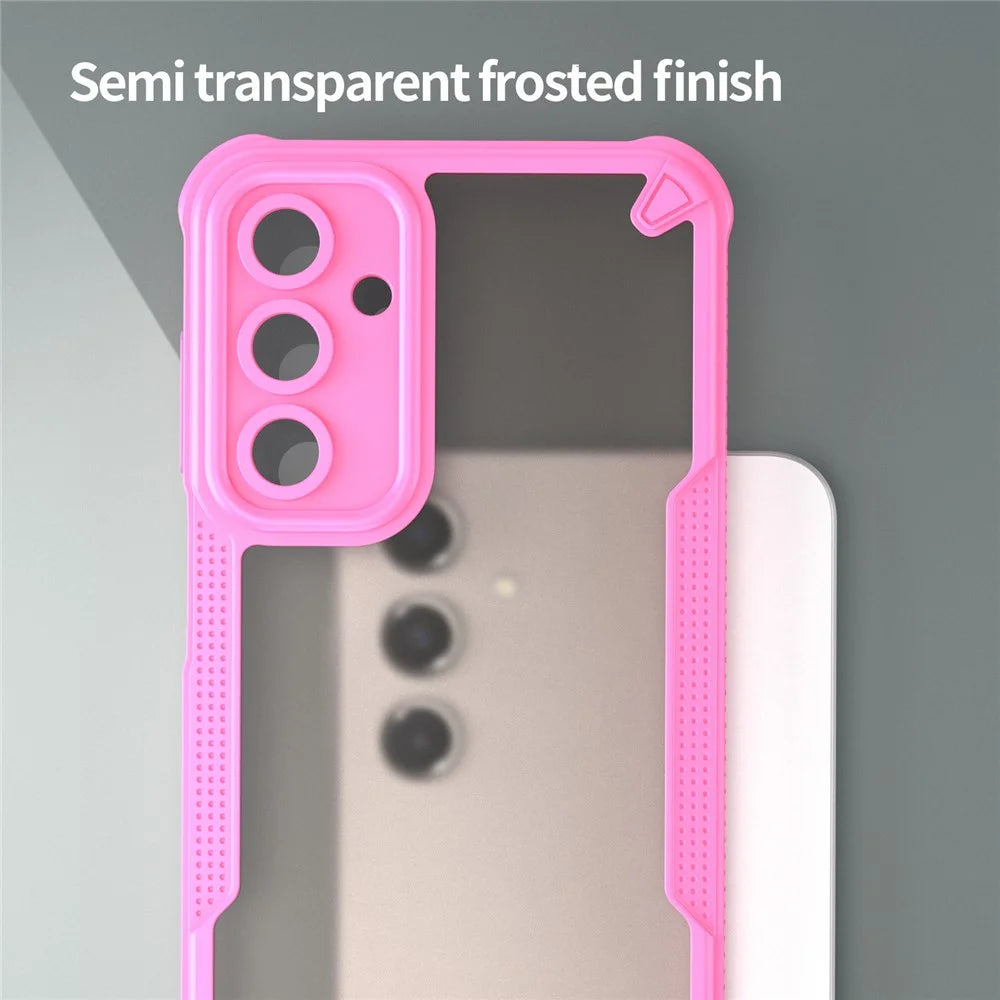 Armor Series For Samsung Galaxy A16 5G / 4G Case PC+TPU Semi-Transparent Frosted Finish Protective Phone Cover - Pink - 5