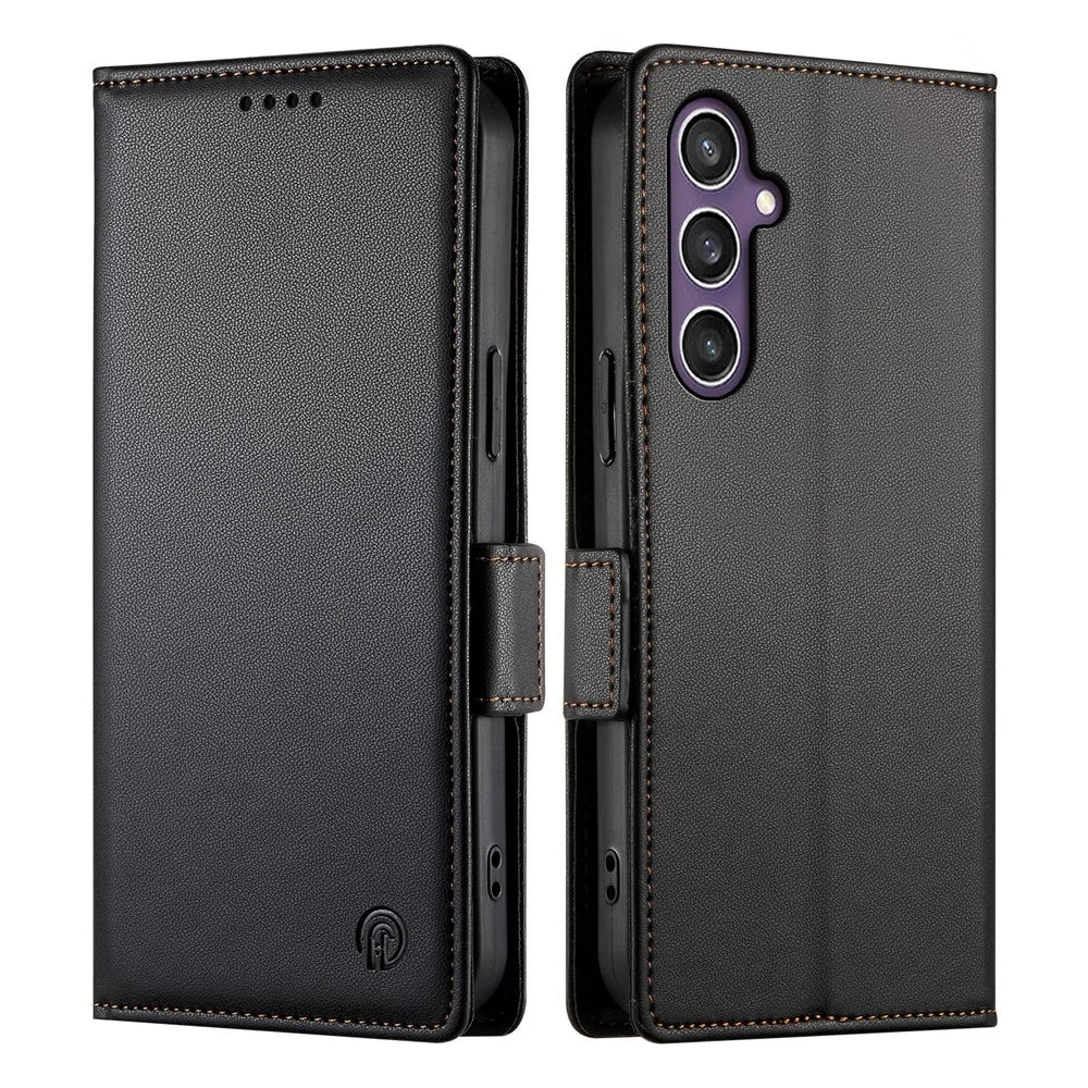 DF-010 For Samsung Galaxy S25+ Stand Case PU Leather Wallet Phone Cover - Black - 1
