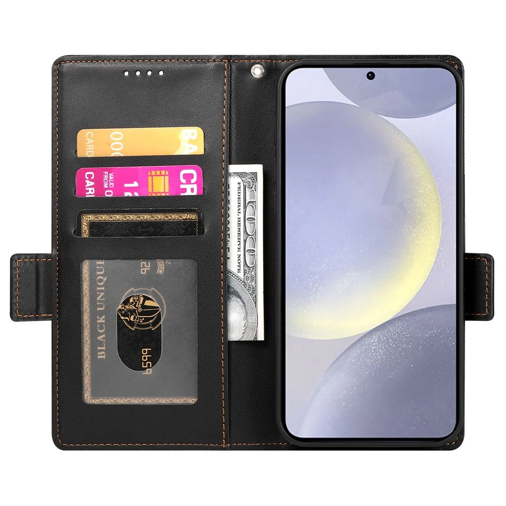 DF-010 For Samsung Galaxy S25+ Stand Case PU Leather Wallet Phone Cover - Black - 2