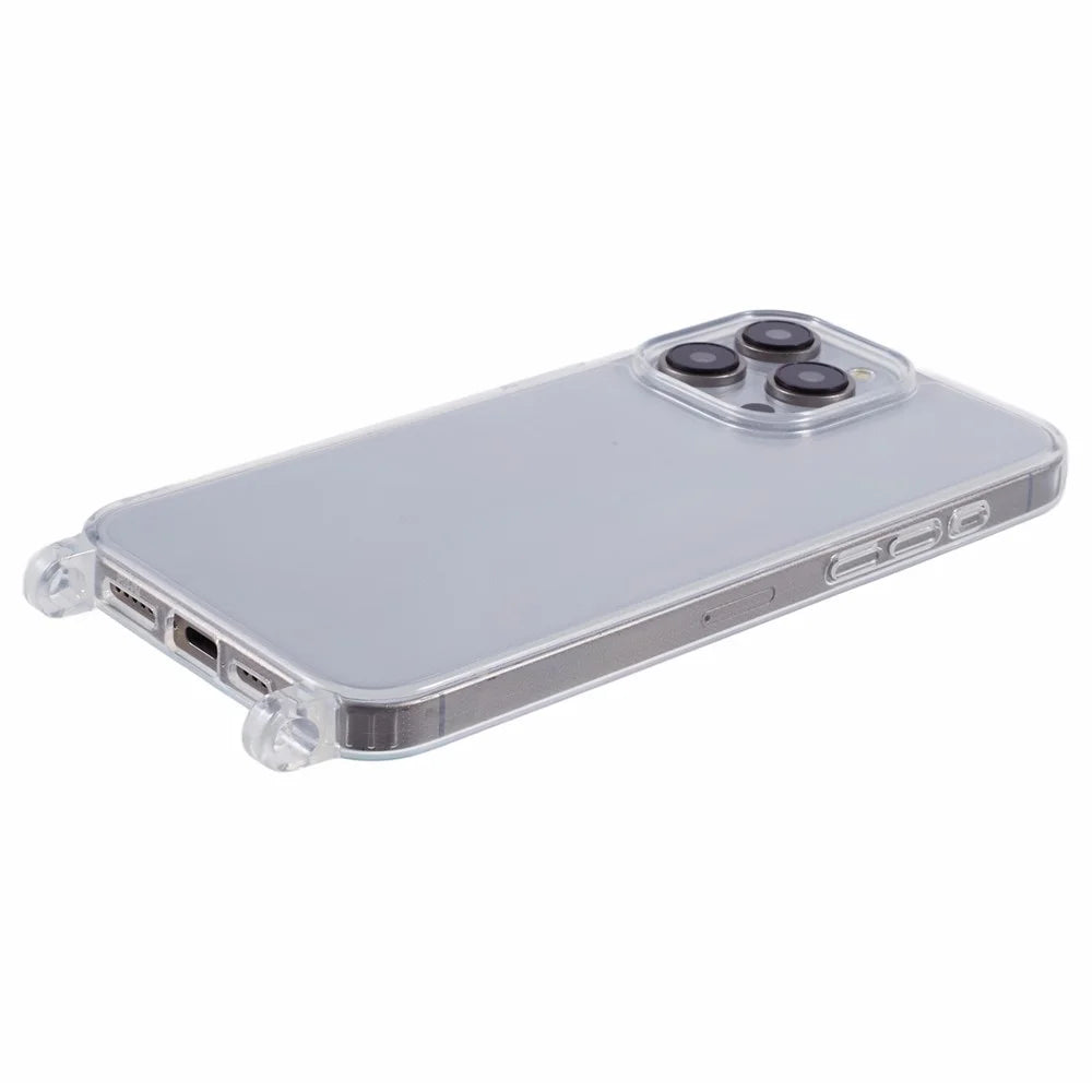 For iPhone 15 Pro Case TPU 1.8mm Clear Phone Cover with Lanyard Holes - 4