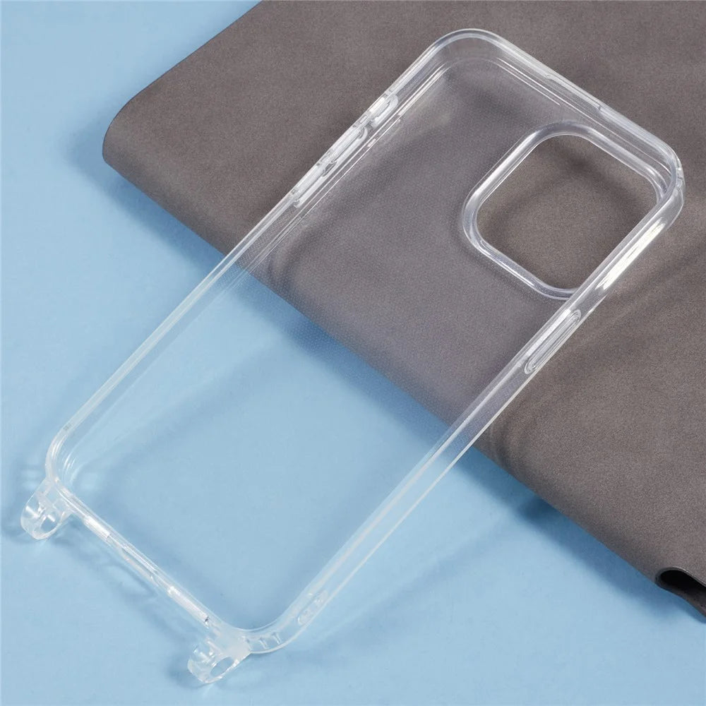 For iPhone 15 Pro Case TPU 1.8mm Clear Phone Cover with Lanyard Holes - 6