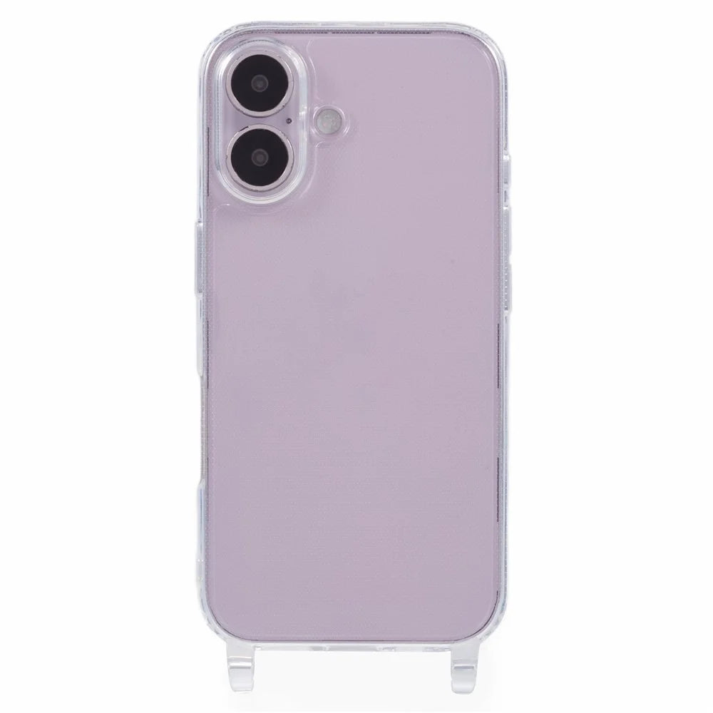 For iPhone 16 Case TPU 1.8mm Clear Phone Cover with Lanyard Holes - 3