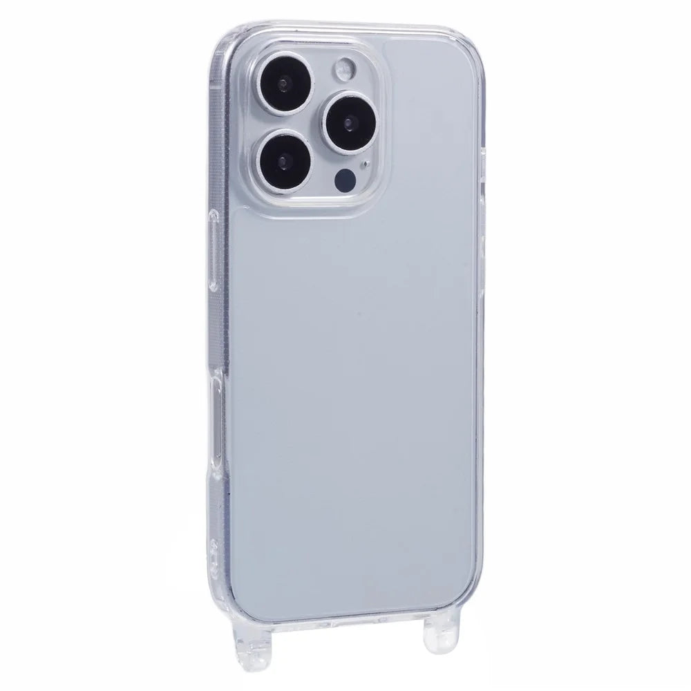 For iPhone 16 Pro Case TPU 1.8mm Clear Phone Cover with Lanyard Holes - 1