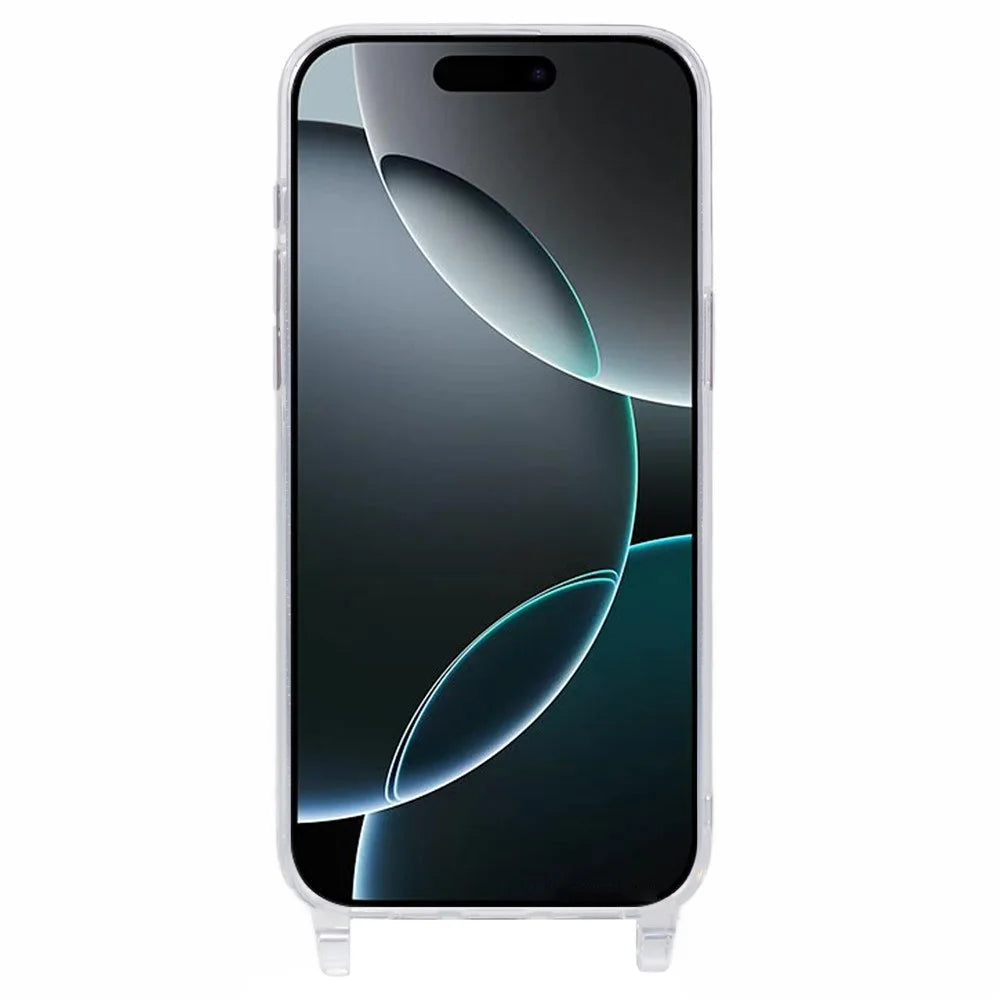 For iPhone 16 Pro Case TPU 1.8mm Clear Phone Cover with Lanyard Holes - 2