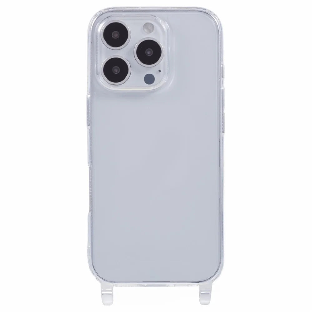 For iPhone 16 Pro Case TPU 1.8mm Clear Phone Cover with Lanyard Holes - 3