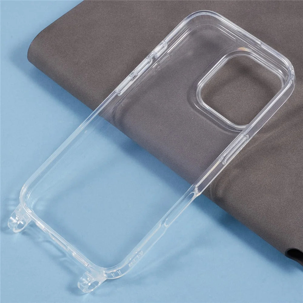 For iPhone 16 Pro Case TPU 1.8mm Clear Phone Cover with Lanyard Holes - 6