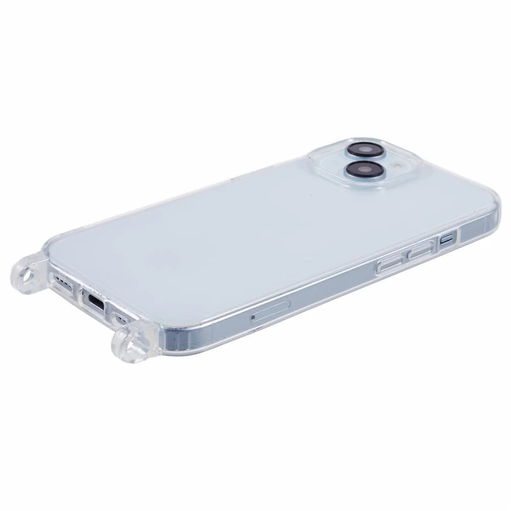 For iPhone 14 Case TPU 1.8mm Clear Phone Cover with Lanyard Holes - 4
