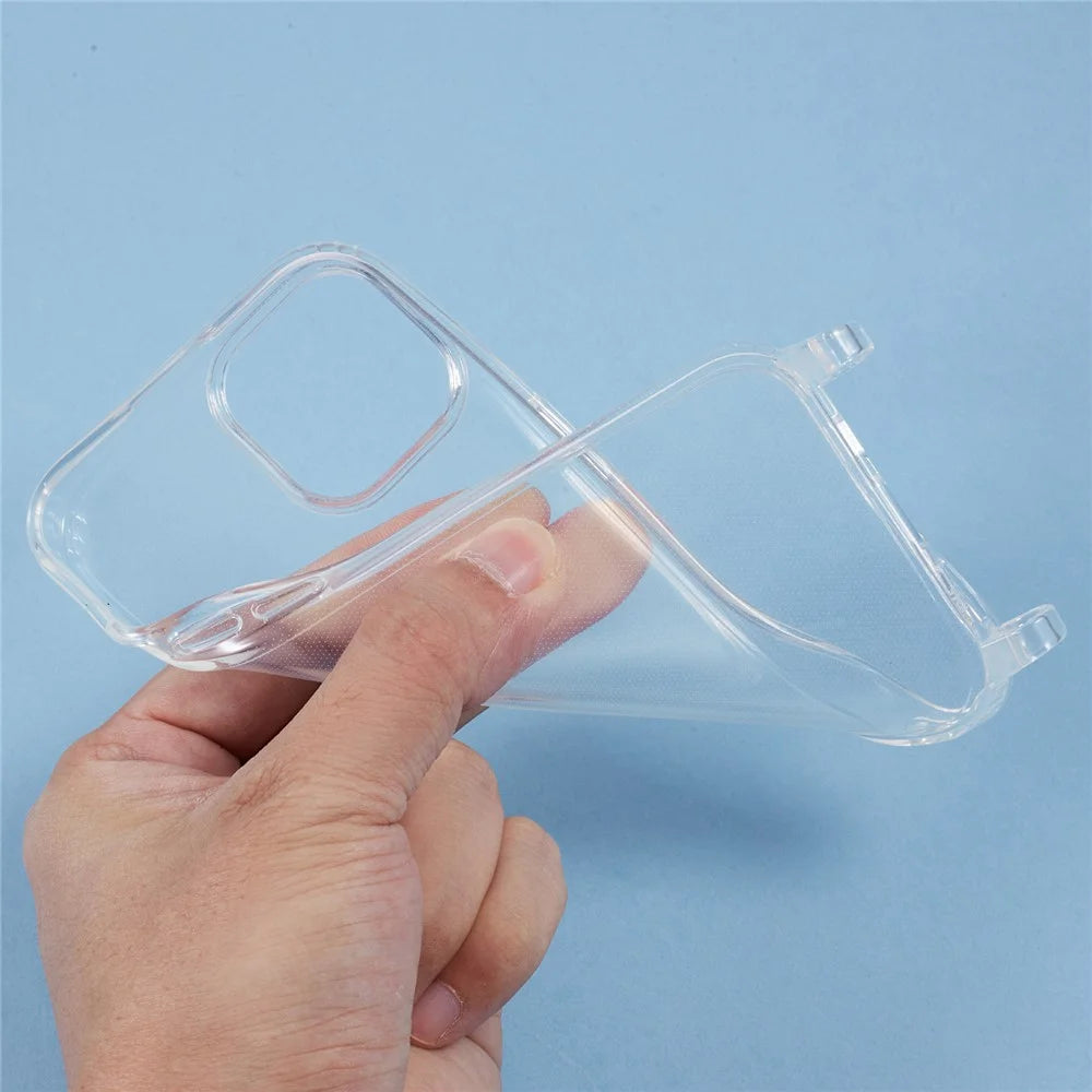 For iPhone 14 Case TPU 1.8mm Clear Phone Cover with Lanyard Holes - 7